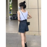 Летняя джинсовая юбка, высокая талия, А-силуэт