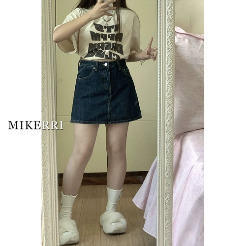 Летняя джинсовая юбка, высокая талия, размер, А-силуэт