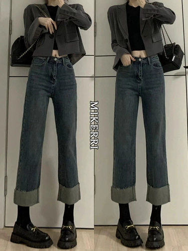 Весенние джинсы, штаны, большой размер, свободный прямой крой, тренд сезона, по фигуре, подходит для подростков