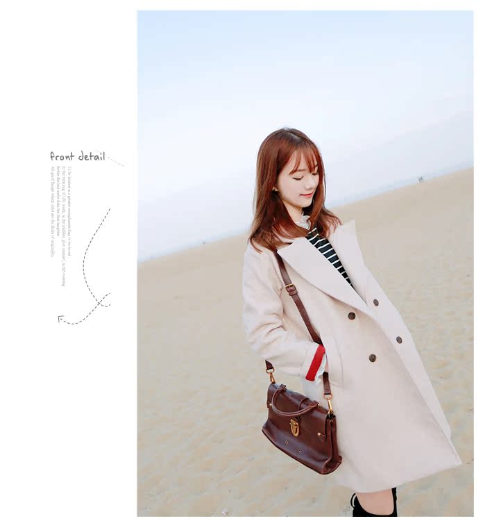 Áo khoác nữ 2018 mùa đông mới phiên bản Hàn Quốc phần dài buông xõa của học sinh áo khoác cashmere nữ nhỏ áo măng tô nữ