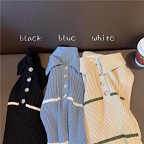 Womens Knitted Bottoming Shirt Early Spring Western 2022 New Striped Polo Neck Long Sleeve Inner Padded Sweater Slim Top Thin