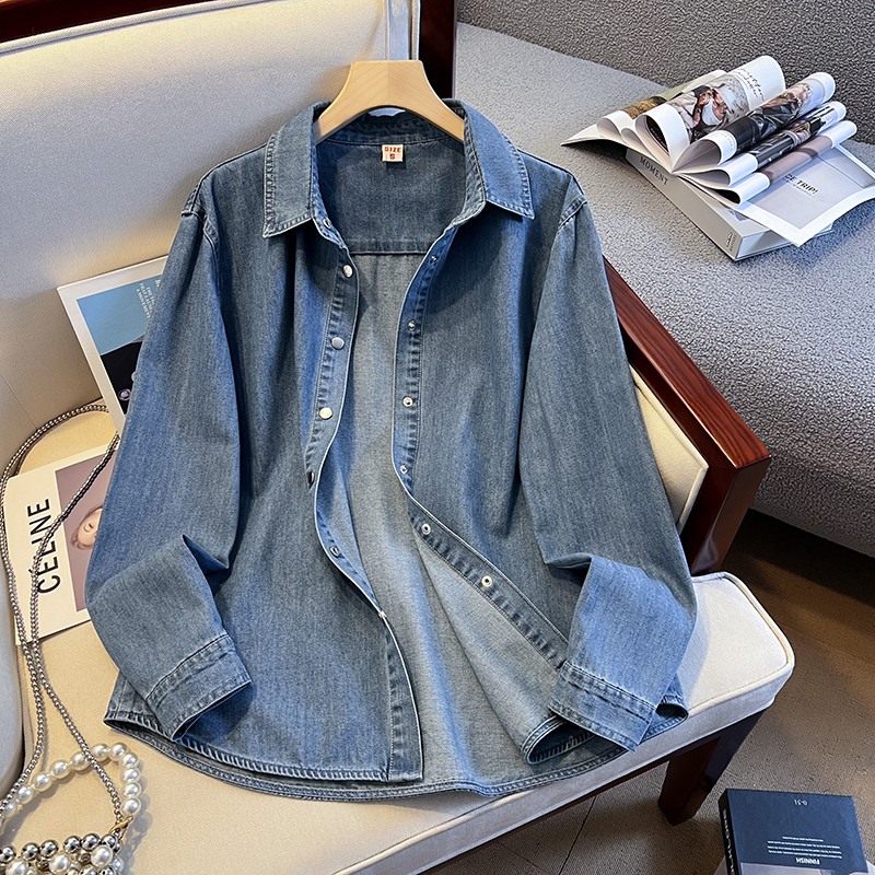 Guangzhou Thirteen Rows High-Quality Popular Item~ Retro Layered Denim Shirt Jacket for Women, Spring 2026 New Style, Loose and Versatile