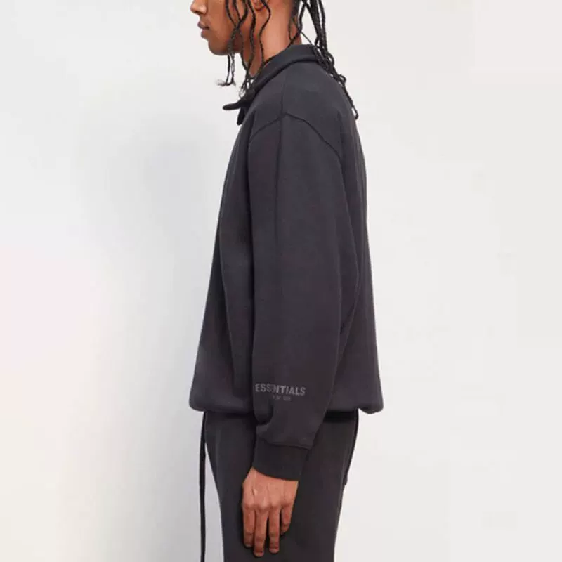 Ess FW20 Black half-zip pullover casual top for men and women, same size, plus extra size
