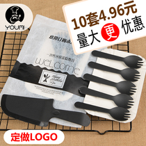 Cake cutlery set Disposable cake knife and fork plate custom birthday cake knife and fork plate Dinner set set