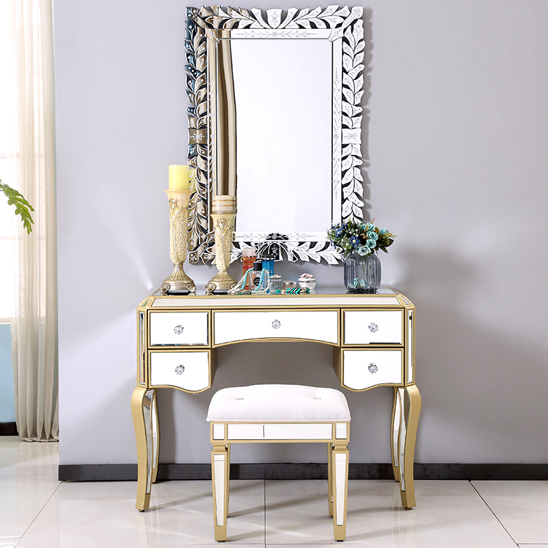 High-end mirror dressing table combination ins net red bedroom girl dressing table simple multi-pumping storage table