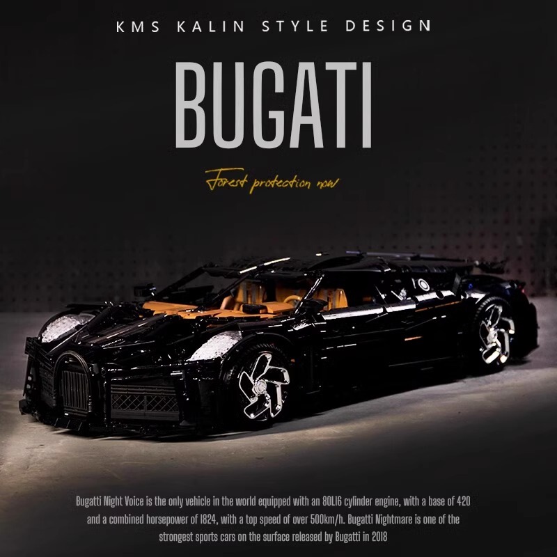 2025 New Bugatti Veyron Sports Car Assembly Kit, Yuxing Model King, High-Difficulty Large Model Building Blocks Car Ornament
