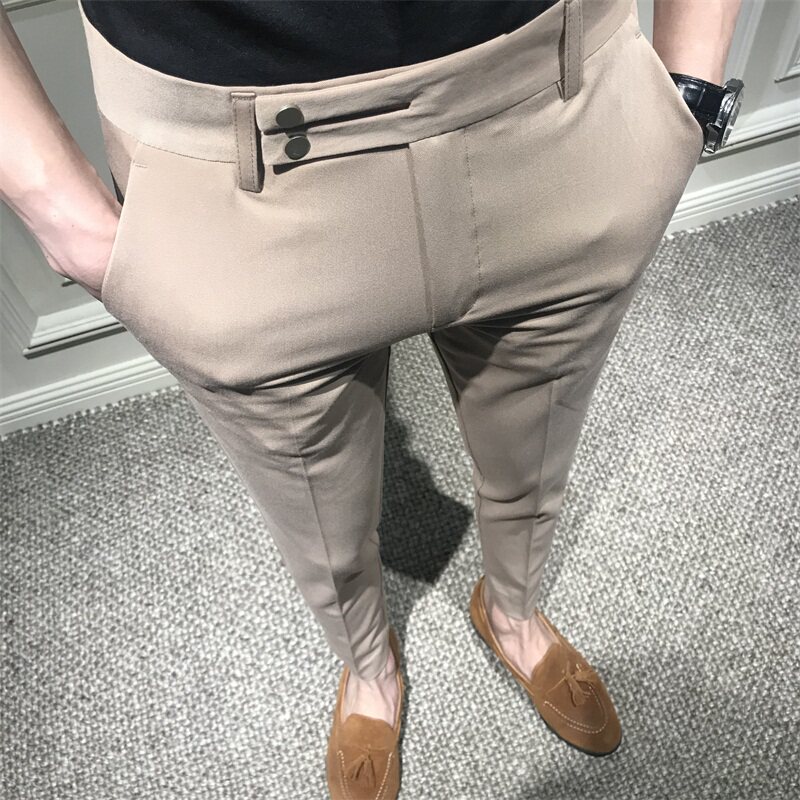 2020 summer new ninth pants men's Korean version men's casual pants slim fit trousers cigarette pants men's thin long pants