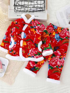 Children's Northeast Dahua Jiao Cotton Jacket Girls 2024 New Canada -Poon Thick Cotton Clothing Winter Cotton Clothing New Year's New Year's New Year