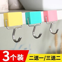 Magnet adhesive hook creative kitchen microwave oven refrigerator sticker hook super strong magnet magnet nail-free door rear adhesive hook