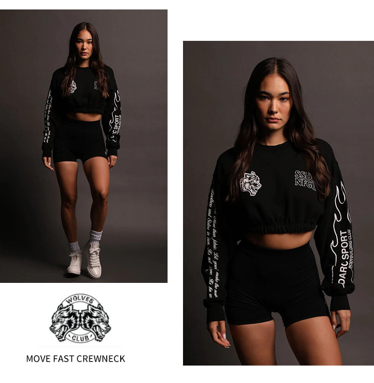 Имеется в наличии в китае DARC круглый вырез свитер краткое модель MOVE FAST "GWEN" CROPPED CREWNECK 
