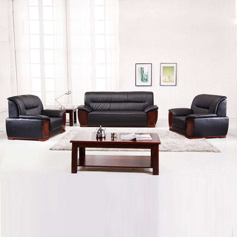 Shanghai office furniture reception sofa simple modern office leather sofa reception sofa coffee table combination