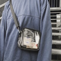 Tide Card Slanted Satchel Bag Male Pvc Jelly Transparent Bag Boys Ins Tide Students Han Edition Trend Single Shoulder Summer Pouch