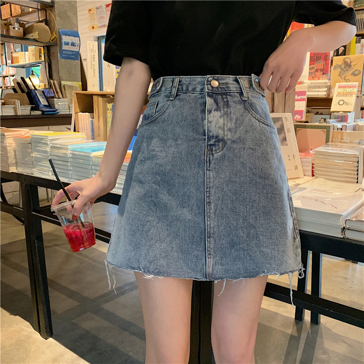 High-waist cowboy short dress summer new large size fat sister mm loose and thin, bag-hair skirt