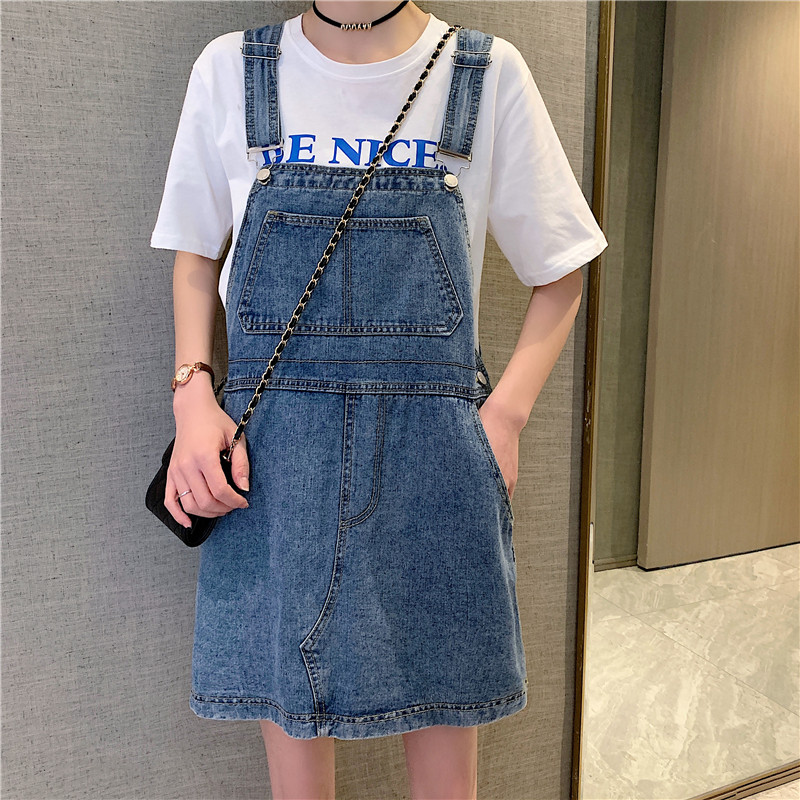 Cowboy Strap Dress Summer New Mass Fat MM Han Edition Loose Age Skin Han Skirts Dress