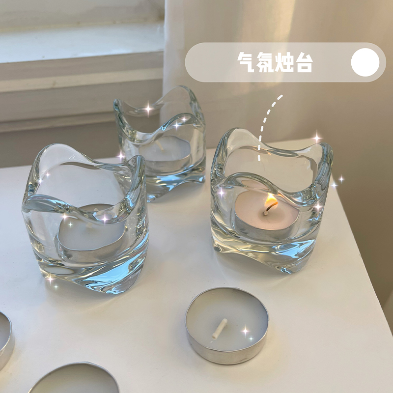 Glass candle holder candle light dinner props romantic Nordic home scented candle holder ins wind decoration - Taobao
