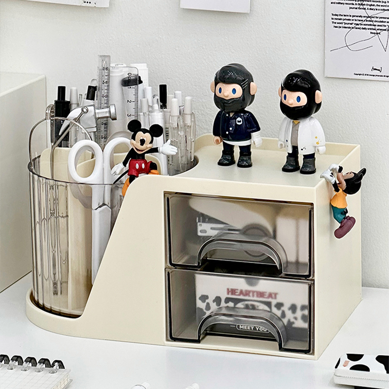 Large capacity pen holder containing box rotatable student desktop children's desk shelf office Multi-functional pen barrel-Taobao