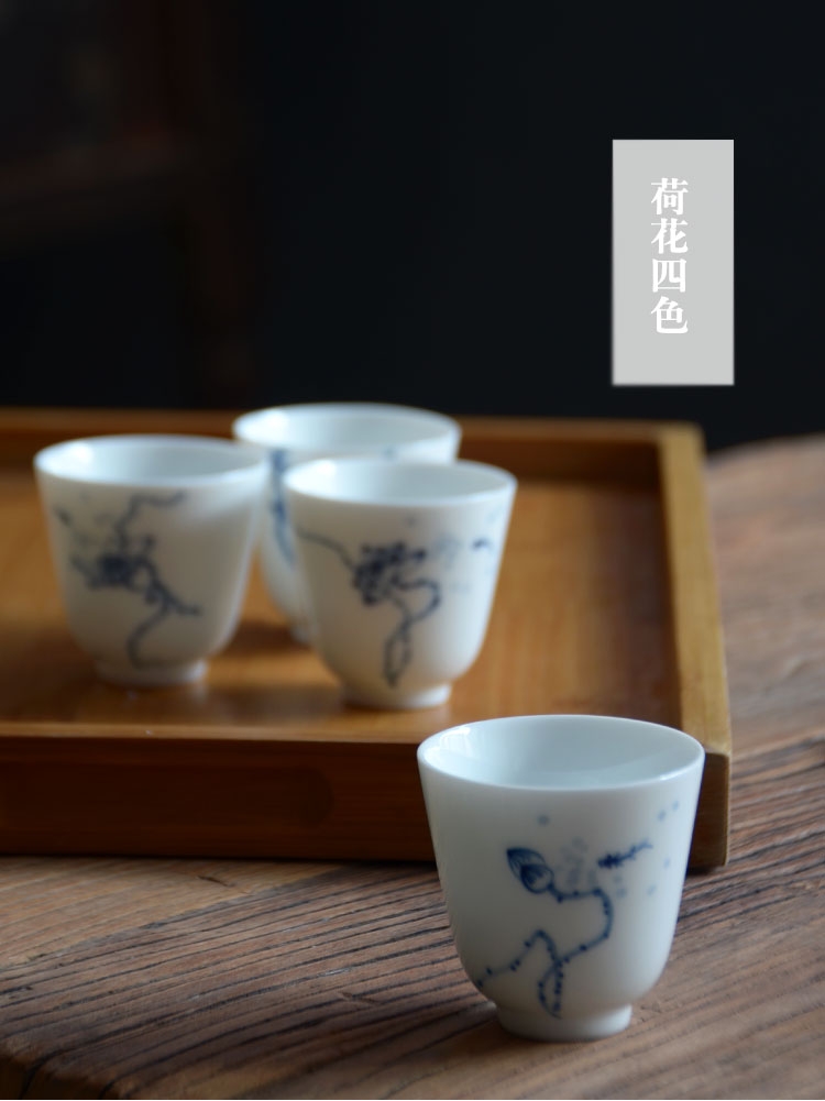 Jingdezhen ceramic teacup Hand-painted Kung Fu tea cup Master cup Handmade tea cup Tea cup set smell cup