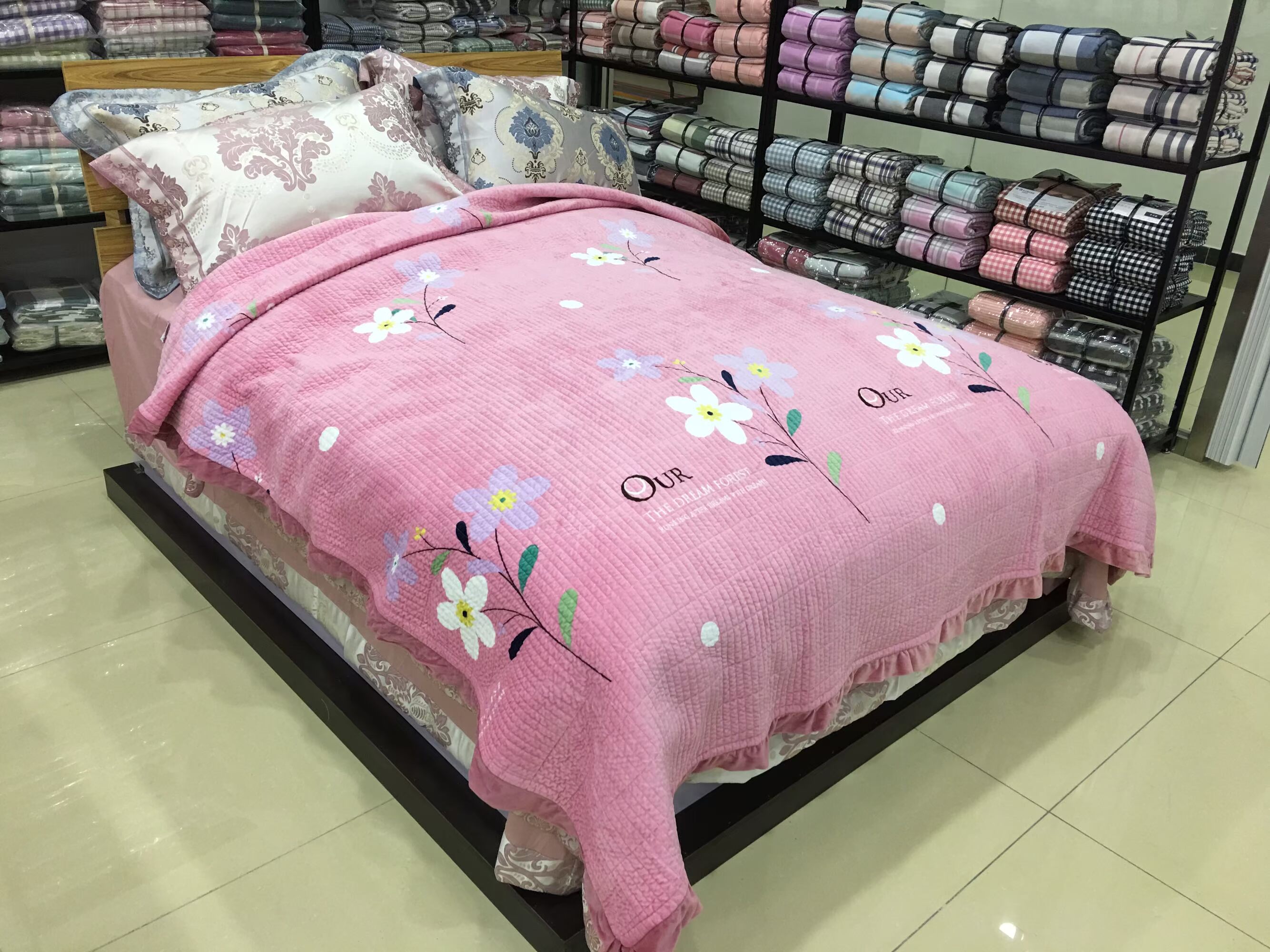 Hàn Quốc mới siêu mềm nhung chăn đôi giặt chăn hai mặt chăn bông chăn bông chăn nệm bốn mùa ren chăn ga trải nệm