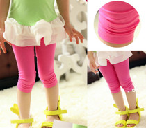 Summer new childrens modal leggings spring and autumn girls  seven-point pants female baby candy color pants 3-8 years old