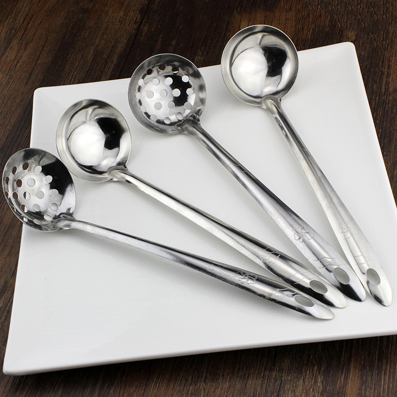 Đồ dùng nhà bếp colander dụng cụ nấu ăn dụng cụ nhà bếp nồi lẩu muỗng dài xử lý muỗng kệ gia vị inox
