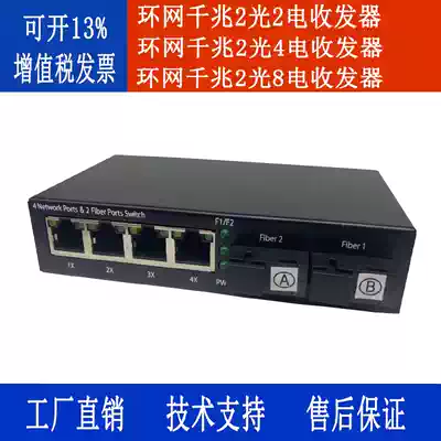 Ring network 2 light 2 electricity 2 light 4 electricity 2 light 8 electricity Optical fiber transceiver self-healing gigabit ring network switch