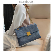 Advanced sense leather large capacity chain shoulder bag female 2021 new fashion cowhide lock crossbody small square bag women