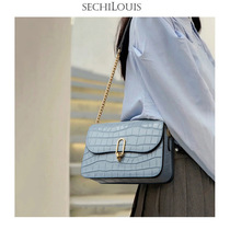 Fashion leather chain bag women Summer small square bag 2021 New cowhide crocodile one shoulder underarm bag Tanabata gift