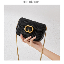 Fashion mini diamond chain small fragrant leather shoulder bag female new retro lock cowhide shoulder small bag