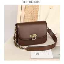 Fashion chain leather shoulder underarm bag women commuter small square bag 2021 New French style cowhide shoulder bag