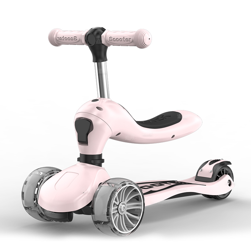 Yellow multifunctional scooter children 2in 1 1236 year old baby can sit on 4wheel