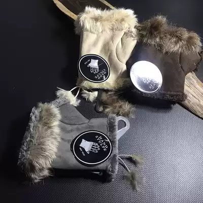 Winter fashion British wind dew half-finger gloves thickened suede student cold warm writing gloves Europe and the United States tide