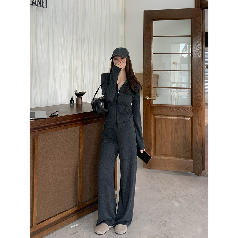 Dabai Dbai【Jianhui】Sports Style Striped Slim Fit Suit for Women Autumn Casual Sweatshirt and Pants Two-Piece Set