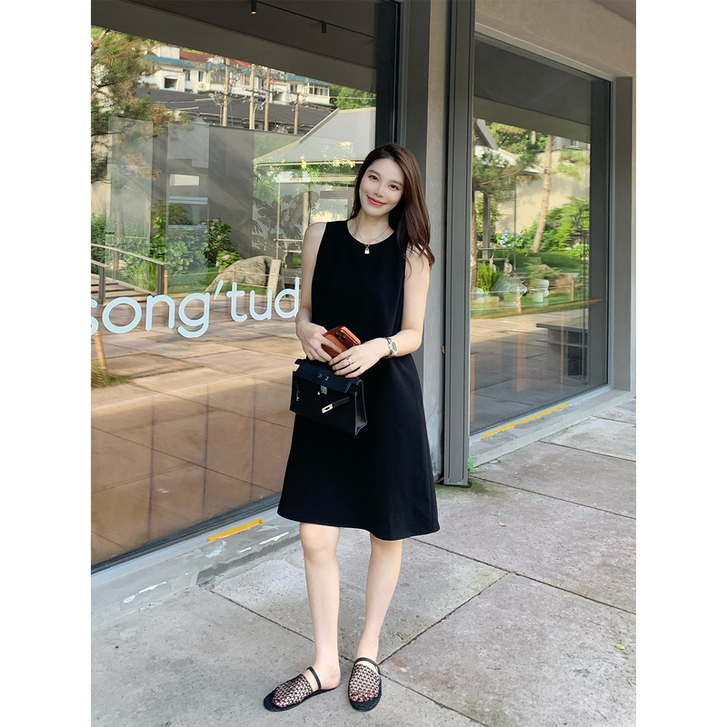 Dabai Dbai【Ink Stain】Black Acetate A-Line Versatile Sleeveless Dress for Women, Summer Loose Casual Long Dress Dabai Dbai【Ink Stain】Black Acetate A-Line Versatile Sleeveless Dress for Women, Summer Loose Casual Long Dress