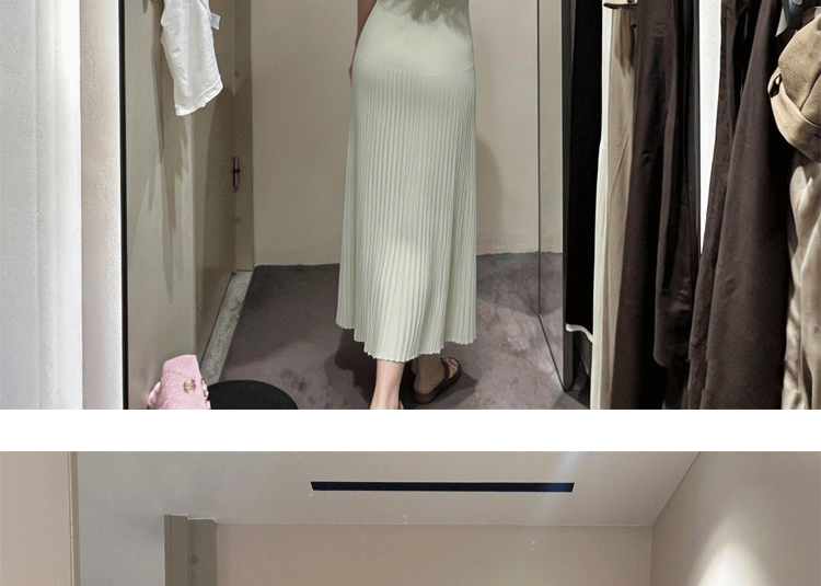 박하 녹색 프랑스식 반하이넥 민소매 드레스 여름 달콤함 작은 청신 외국 가스 연령 감소 몸매 가꾸기 플리츠 롱 스커트 상세 이미지 24