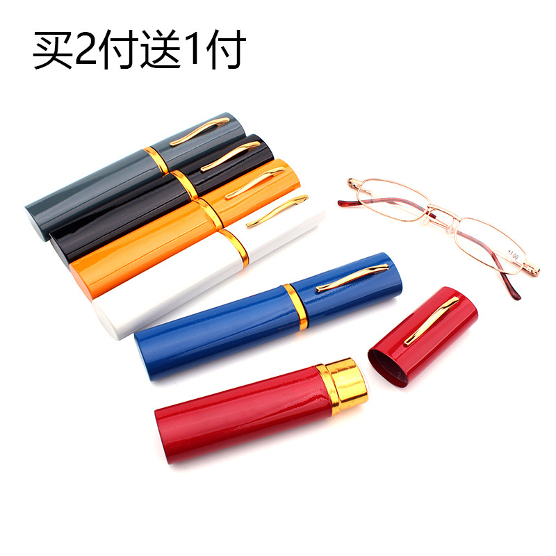 Pen holder reading glasses Men's and women's ultra-light portable reading glasses reading glasses Resin old light long-sight glasses