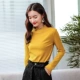 Ai Yiyi áo len mỏng của phụ nữ tay dài mùa thu một nửa cổ áo cao đáy áo sơ mi nữ áo len của phụ nữ ở cổ áo áo nữ trung niên