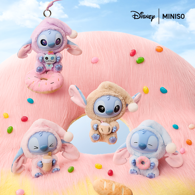 [MINISO 名创优品迪士尼 史迪奇 再困也要吃一口 系列 搪胶 毛绒 盲盒]
