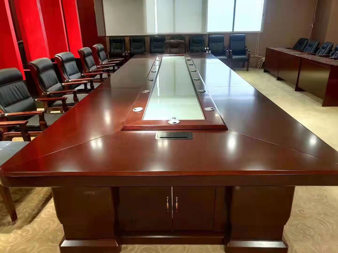 Oval conference table office furniture paint paste solid veneer spot large business desk and chair combination table