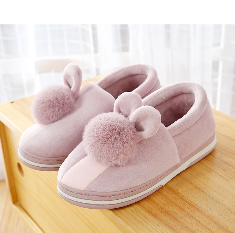 Dép cotton cho nam và nữ dày đáy cộng với túi nhung trơn trong nhà gia đình tháng giày dép sau sinh dép đi