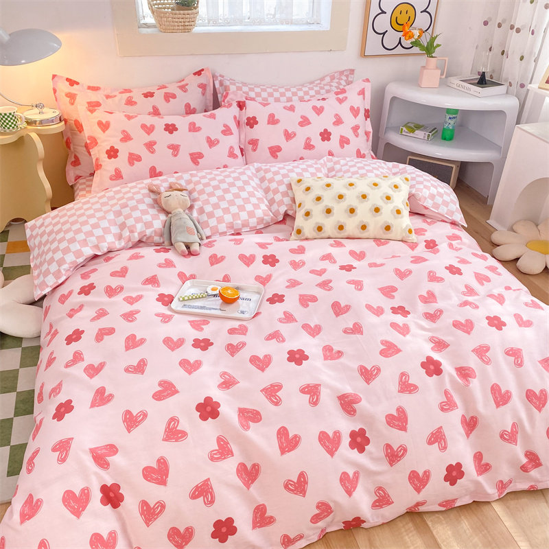 Pure cotton cartoon quilt cover cotton children's quilt cover female student dormitory single double animation bed sheet three or four piece set
