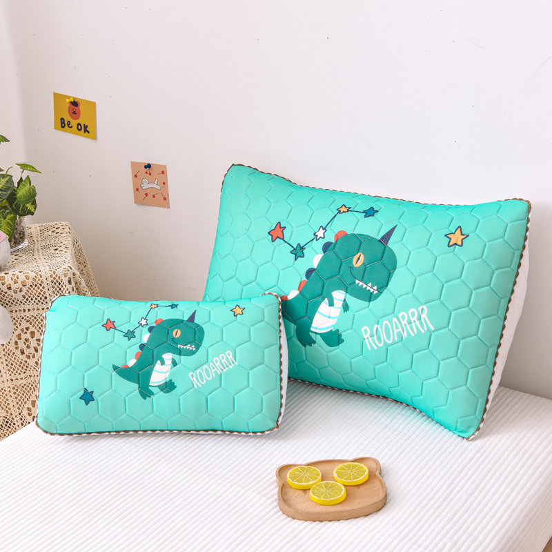Kindergarten Cartoon Latex Pillowcase Baby Boy Summer Cool Pillow Buckwheat Peel Baby Summer Small Ice Silk Stereotyped Pillow Inner
