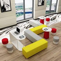 Simple Kindergarten reception room waiting area sofa tea combined Public shop hairdresser unbacked rest bench