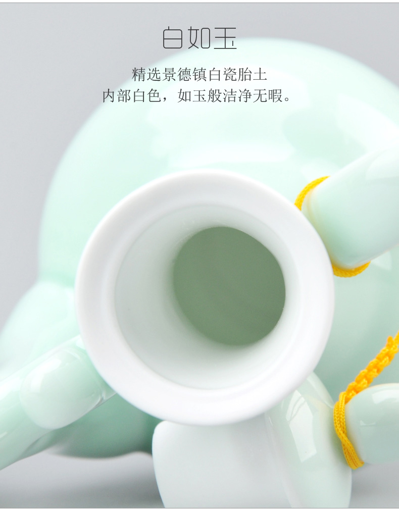 Jingdezhen thin foetus shadow celadon hip ceramic wine suits for Chinese antique white wine a small handleless wine cup glass ipads porcelain household