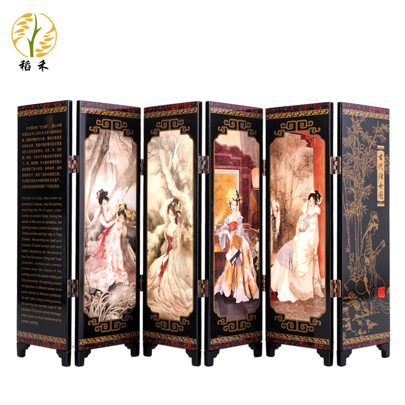 Chinese style features lacquerware crafts Chinese antique small screen desktop decoration ornaments table screen send foreign gifts