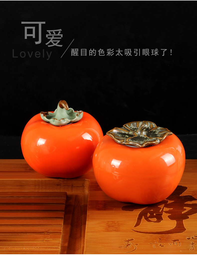 Creative ceramic persimmon home sitting room tea table decoration small place caddy fixings mini decoration wedding wedding gift