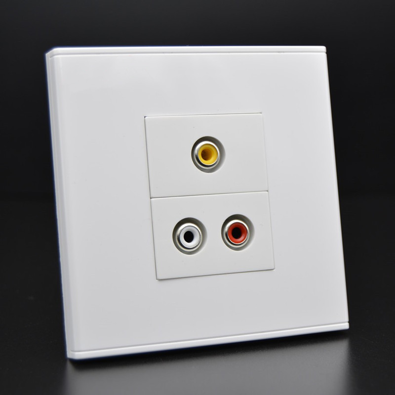 Type 86 audio and video wall panel switch welding-free red and white audio lotus head AV video module socket panel