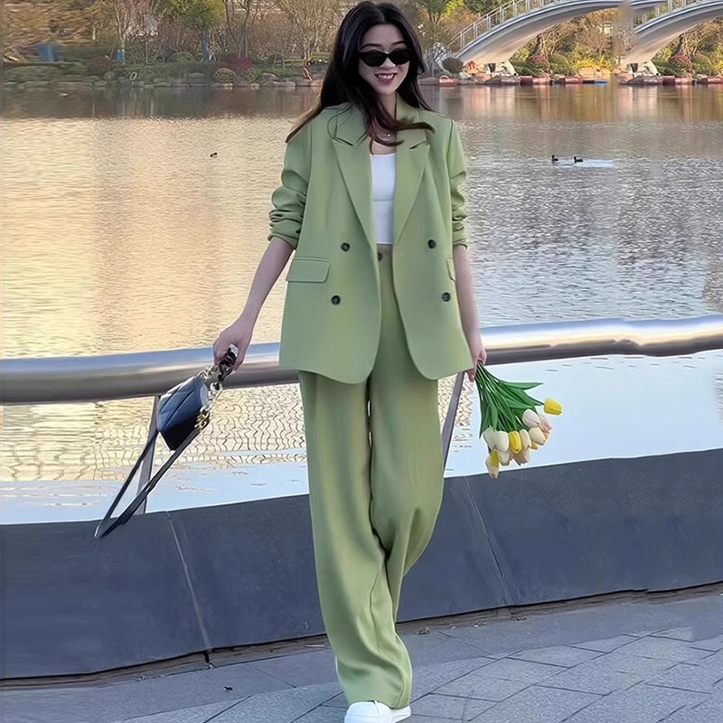 French Rouje Moaks Spring and Autumn New Style Suit Professional Workwear Suit Set Women's Wide-Leg Pants Trendy French Rouje Moaks Spring and Autumn New Style Suit Professional Workwear Suit Set Women's Wide-Leg Pants Trendy