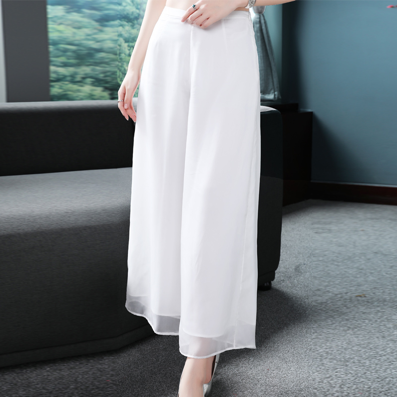 Tiên Trà Man Zen 2018 Summer New Pure White Loose Chân quần Slack quần Don-Wear