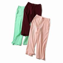 3011 Women Fit Seven Pants 2020 Spring Summer New Products Fashion Pure Color Casual Straight Drum Pants Loose Slim Fit Pants