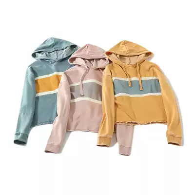 0112 sweater 2019 autumn new female loose Korean hooded casual color color color long sleeve versatile pullover top